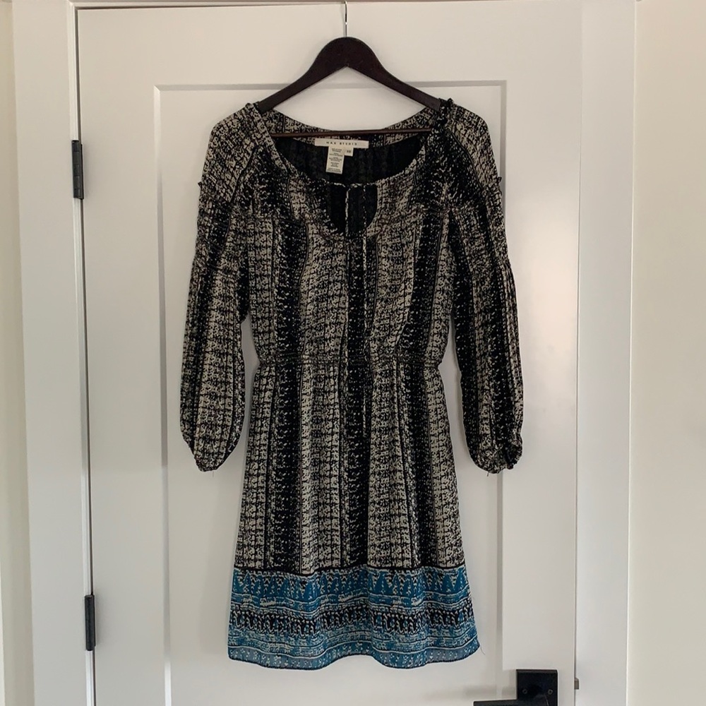 Max Studio Print Peasant Sleeve Dress